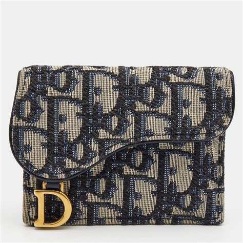 Saddle Bloom Card Holder Blue Dior Oblique Jacquard .